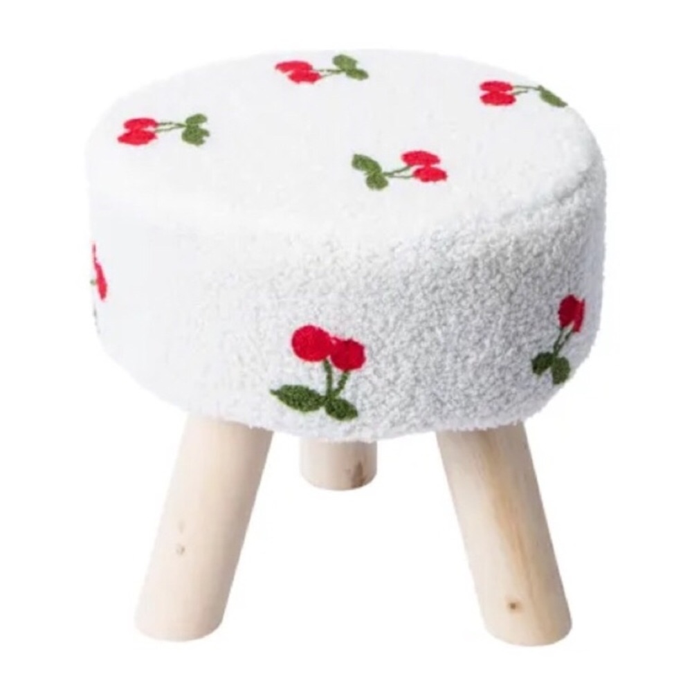 Plush Cherry Shearling Stool